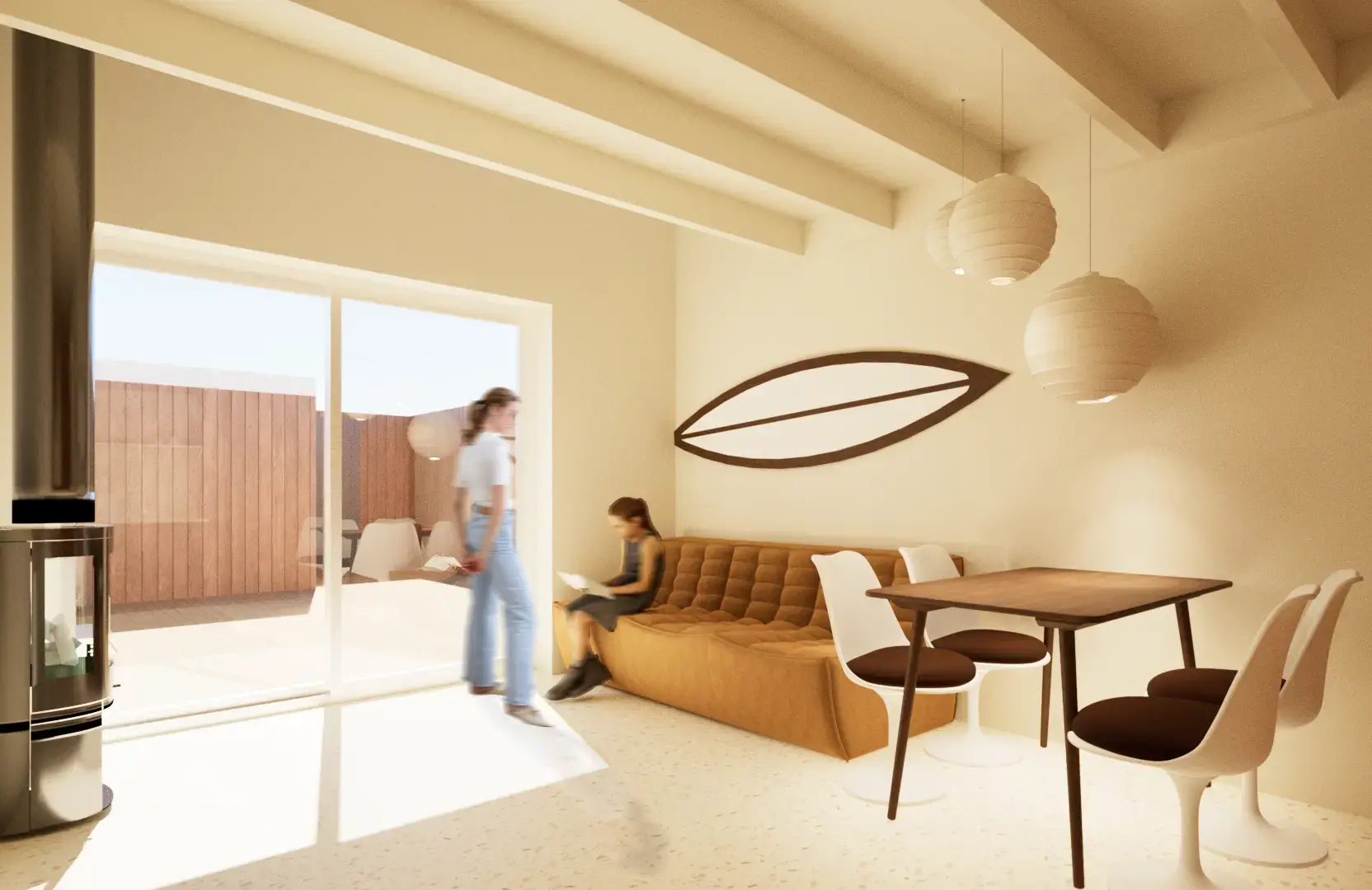Le Nid — intérieur lumineux Cap Ferret